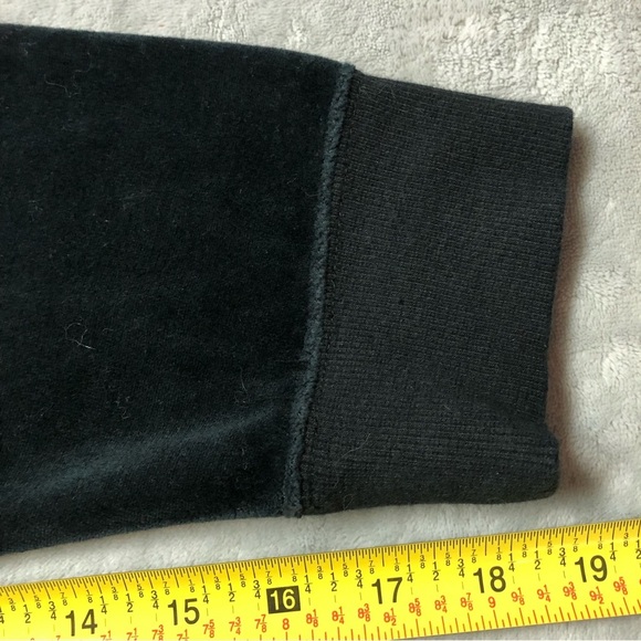 Calvin Klein Black Velour Full Zip Hooded Jacket With Silver Rhinestones - Picture 8 of 13